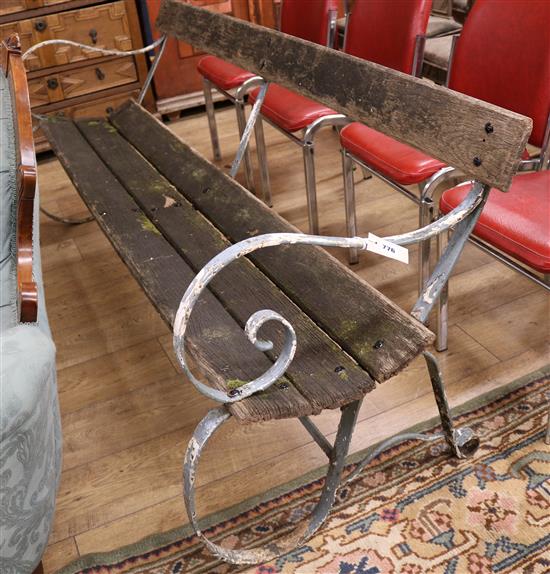 A scroll end garden bench W.184cm